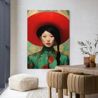 Urban Cotton Wandkleed 'Amy' 80 x 110cm in Frame - black