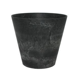 Plantenpot/bloempot in een natuursteen look Dia 22 cm en Hoogte 20 cm zwart