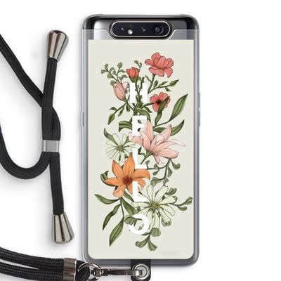 Hello bloemen: Samsung Galaxy A80 Transparant Hoesje met koord