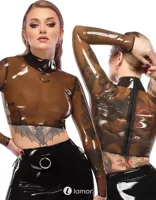 * LATE X Latex crop shirt transparant, LX2901374
