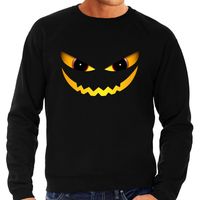 Duivel gezicht halloween verkleed sweater zwart voor heren - thumbnail