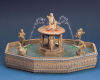 Lighted village square fountain - LEMAX