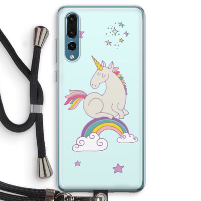 Regenboog eenhoorn: Huawei P20 Pro Transparant Hoesje met koord