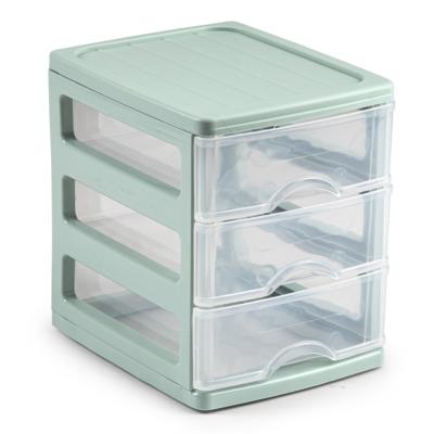 Ladekastje bureau organizer - 3 lades - groen/transparant - L13 x B17 x H17 cm - kunststof
