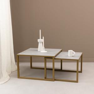 Salontafelset 'Lisa' 65 en 50cm, kleur goud / beton