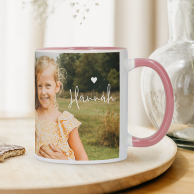 Mok met foto en tekst - Roze - 325 ml