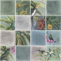 Dutch Wallcoverings Behang Escapade Tegel/Vogel Groen/Blauw L793-04 - thumbnail