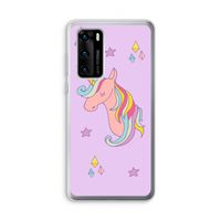 Roze eenhoorn: Huawei P40 Transparant Hoesje