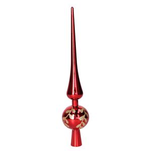 Decoris kerstboom piek - gedecoreerd - rood - glas - 30 cm - kerstboompiek