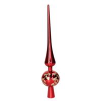 Decoris kerstboom piek - gedecoreerd - rood - glas - 30 cm - kerstboompiek