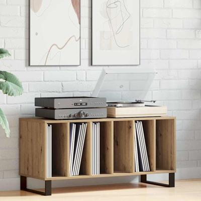 Platenkast 100x38x48 cm bewerkt hout artisanaal eiken