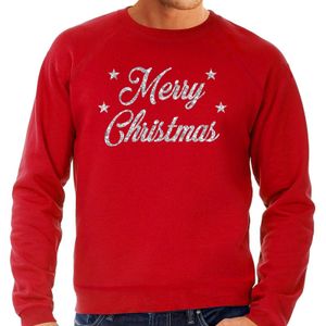 Foute kerstborrel trui / kersttrui Merry Christmas zilver / rood heren 2XL (56)  -