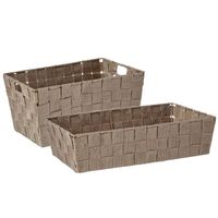 Kast/badkamer opbergmandjes set van 4x stuks beige in 2 formaten