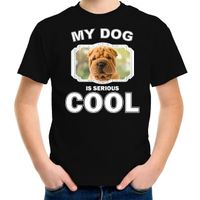 Honden liefhebber shirt Shar pei my dog is serious cool zwart voor kinderen XL (158-164)  - - thumbnail