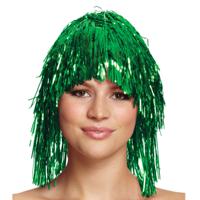 Tinsel/folie carnaval verkleed pruik - 4x stuks - volwassenen - groen - disco/eighties - glitter Tinsel/folie carnaval verkleed pruik - 4x stuks - volwassenen - groen - disco/eighties - glitter