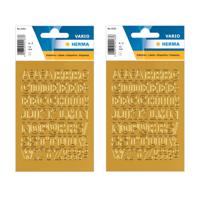 Stickervellen 108x stuks plak letters alfabet A-Z - goud/folie - 12 mm - zelfklevend