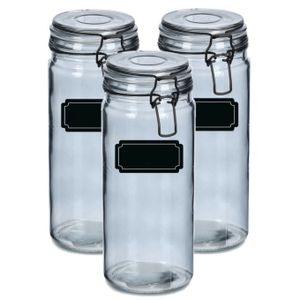 Weckpotten/inmaakpotten - 4x - 1L - glas - met beugelsluiting - incl. etiketten