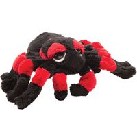 Pluche knuffel spin - tarantula - zwart/rood - 13 cm - speelgoed - thumbnail