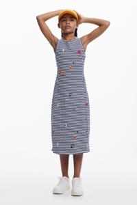 Cut-out jurk met borduursels - BLUE - 9/10