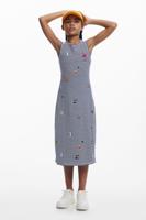 Cut-out jurk met borduursels - BLUE - 9/10