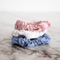 Bamboe Scrunchies Roze, Wit En Blauw (3 Stuks) Groot