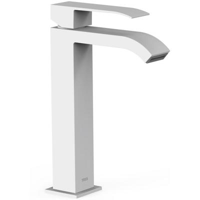 Wastafelkraan Tres Cuadro | Opbouw | Mengkraan | Waterval uitloop | Hoog model | 1-hendel | Vierkant | Wit mat