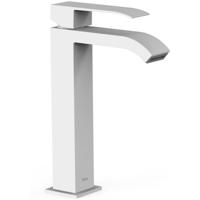 Wastafelkraan Tres Cuadro | Opbouw | Mengkraan | Waterval uitloop | Hoog model | 1-hendel | Vierkant | Wit mat