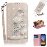 3D schilderij drie eekhoorns patroon gekleurde tekening horizontale Flip lederen case voor Google pixel 3a met houder & kaartsleuven & portemonnee