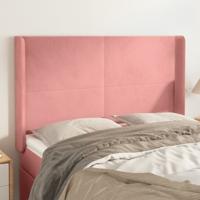 Hoofdbord met randen 147x16x118/128 cm fluweel roze