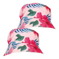 Verkleed hoedje voor Tropical Hawaii party - 2x - Roze flamingo print - volwassenen - Carnaval - thumbnail