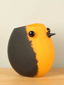 Glazen vaas oranje Vogel, 22 cm