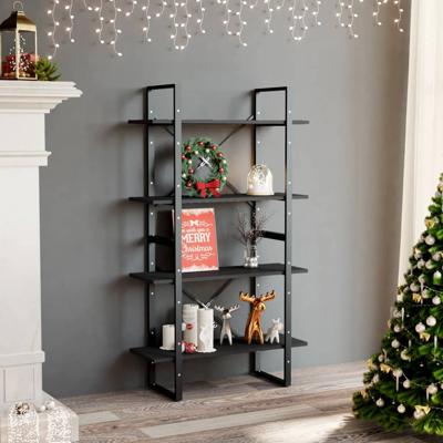 Boekenkast met 4 schappen 80x30x140 cm bewerkt hout grijs