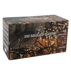 Clusterverlichting goud buiten 192 lampjes 120 cm inclusief timer en dimmer