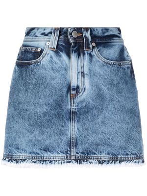 Alessandra Rich jupe en jean à effet délavé - Bleu
