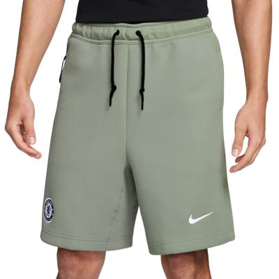 Nike Chelsea Tech Fleece Broekje 2025-2026 Lichtgroen Donkergroen Wit