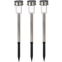 Pro Garden buitenlampen/tuinlampen - 4x - RVS koel wit - solar verlichting - 36 cm - prik spotjes