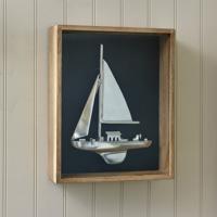 Rivièra Maison Wanddecoratie Sail Away Boat In Box 50 x 40cm - Zilver - thumbnail