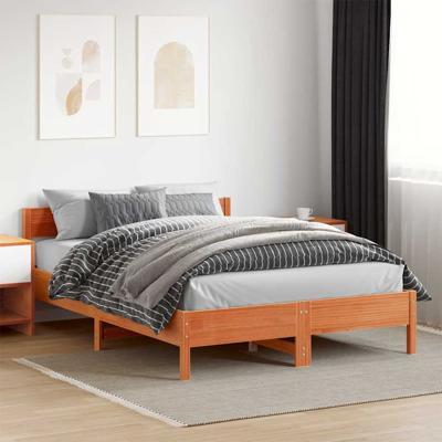 Bedframe zonder matras massief grenenhout wasbruin 140x200 cm