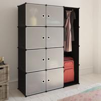Kast met 9 vakken modulair 109x36,5x143 cm zwart en wit