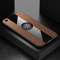 Voor vivo Y67 XINLI stiksels doek textuur schokbestendig TPU beschermhoes met ring houder (bruin)