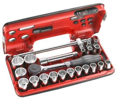 Facom 22-delige doppendoos 1/2" 12-kant met ratel