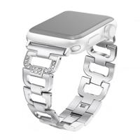 Kleurrijke diamant roestvrijstalen horlogeband voor Apple Watch serie & 40mm/3 & 2 & 1 38mm (zilver)