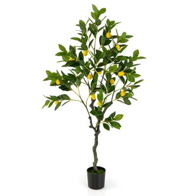 Kunstmatige Citroenboom 120 cm Hoge Kunstmatige Citroenfruitplant Cementpot Groene Potplant Gemakkelijk te Onderhouden