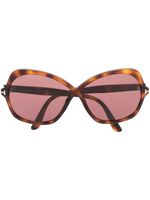 TOM FORD Eyewear lunettes de soleil oversize à effet écailles de tortue - Marron - thumbnail