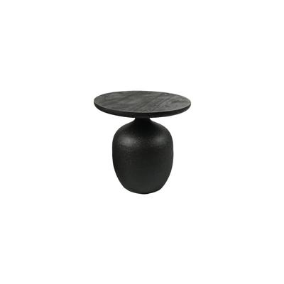 Tower Living Ronde Bijzettafel 'Vigo' Mangohout, 45cm, kleur Zwart