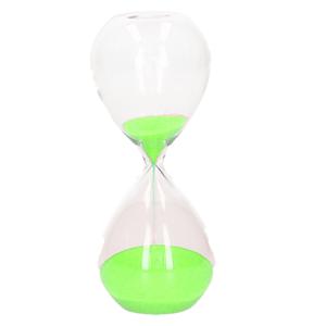 Zandloper cilinder - decoratie of tijdsmeting - 10 minuten groen zand - H16 cm - glas