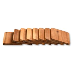 Kesper onderzetters voor glazen - 8x - luxe acacia hout - 10 x 8 cm - gelakt