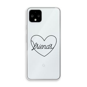 Friends heart black: Pixel 4 Transparant Hoesje