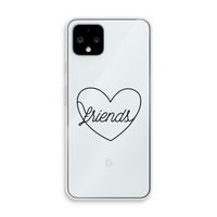 Friends heart black: Pixel 4 Transparant Hoesje