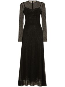 Dolce & Gabbana robe longue strassée à coupe évasée - Noir